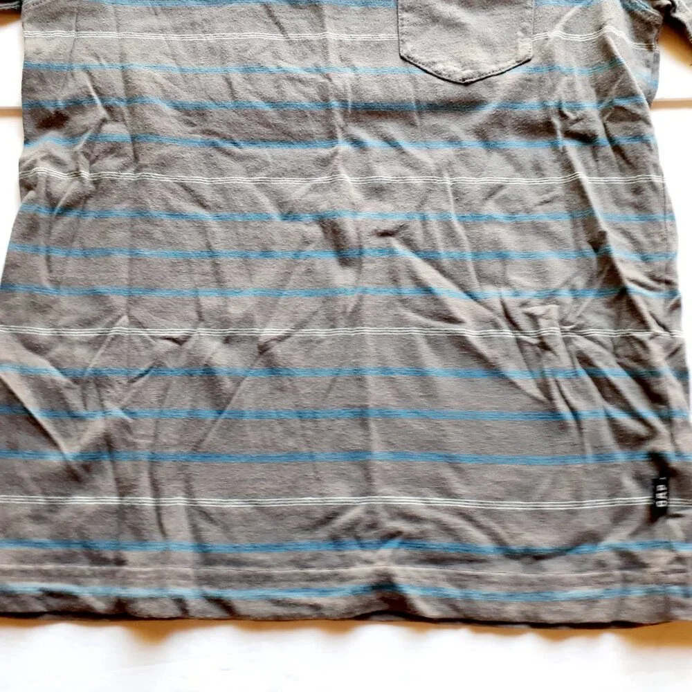 Gap Boys T-Shirt Gray Blue Stripe Pocket Short Sleeve Large 10